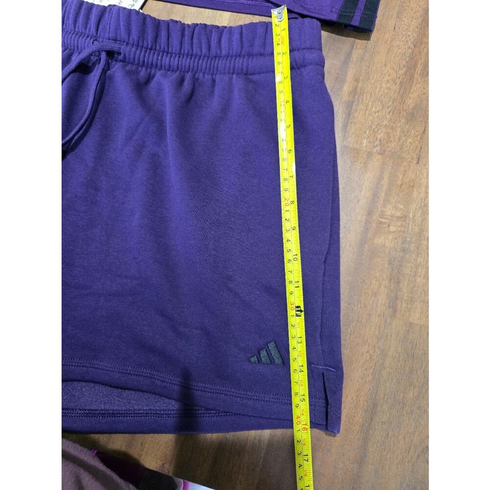 Adidas Womans Essentials 3-Stripes Long Sleeve Training Shirt/Feel Cozy Shorts - Picture 3 of 11